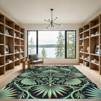 Sage Green Botanical Palm Frond Echo Rug