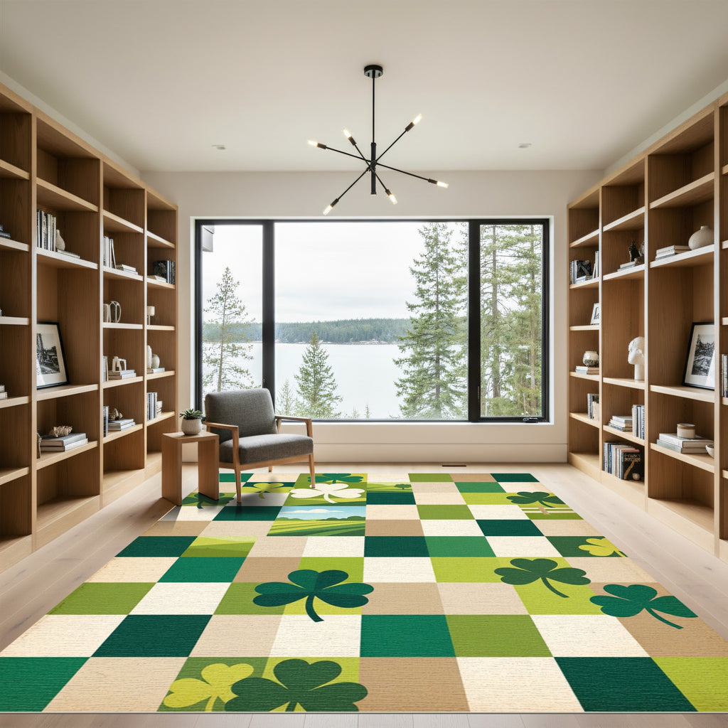 Green Clover Patchwork Landscape Rug