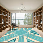 Modern Teal Urban Cycling Intersection Art Rug