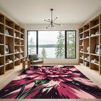 Dramatic Magenta Carnation Floral Art Rug