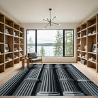 Sophisticated Gray Neo-Classical Column Architectural Rug