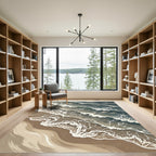 Coastal Ocean Waves Beach Artwork Rug
