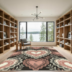 Dusty Rose Heart Lace Medallion Rug
