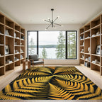 Golden Fern and Wheat Botanical Art Rug