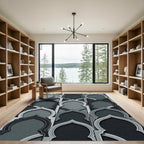 Monochromatic Arabesque Archway Pattern Rug