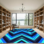 Electric Blue Sharp Chevron Geometric Rug