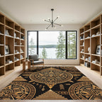 Gold Sun Stone Pyramid Motif Rug