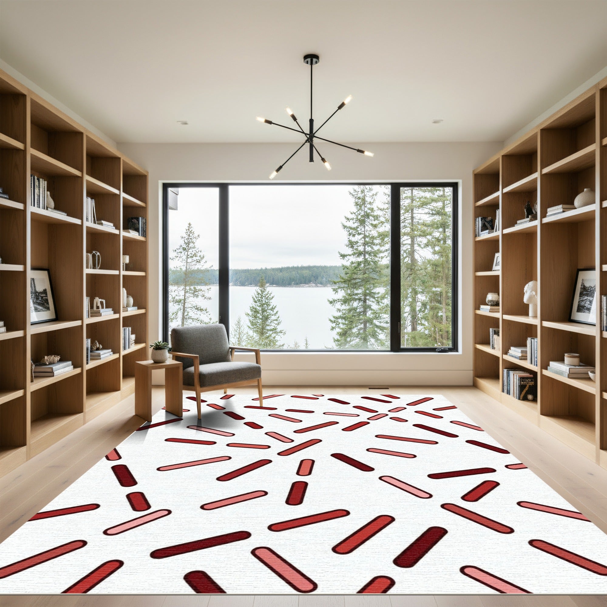 Minimalist Red Dash Confetti Accent Rug