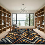 Bold Orange Gray Lightning Zigzag Rug