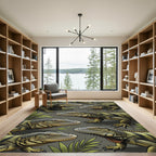 Detailed Green Iguana Reptile Illustration Rug