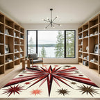 Crimson Starburst Radial Burst Rug