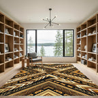 Earthy Tribal Animals Geometric Chevron Rug