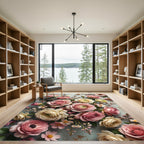 Pink Ivory Rose Bouquet Arrangement Rug