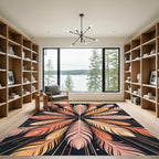 Radiant Peach Feather Radial Art Rug