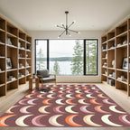 Celestial Earthy Crescent Moon Grid Rug