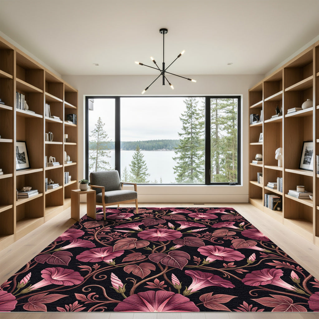 Mauve Morning Glory Botanical Floral Rug