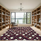Crimson Lattice Quatrefoil Deco Rug