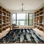 Distressed Black Wood Grain Vertical Rug