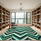 Modern Teal Chevron Stripes Rug