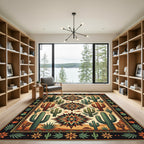 Terracotta Southwestern Cactus Star Medallion Rug