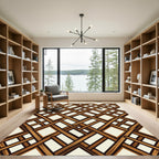 Wood Lattice Interlocking Geometric Pattern Rug
