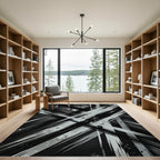 Monochromatic Abstract Geometric Brush Stroke Rug