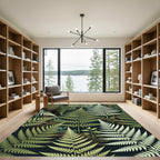 Lush Green Fern Forest Foliage Rug