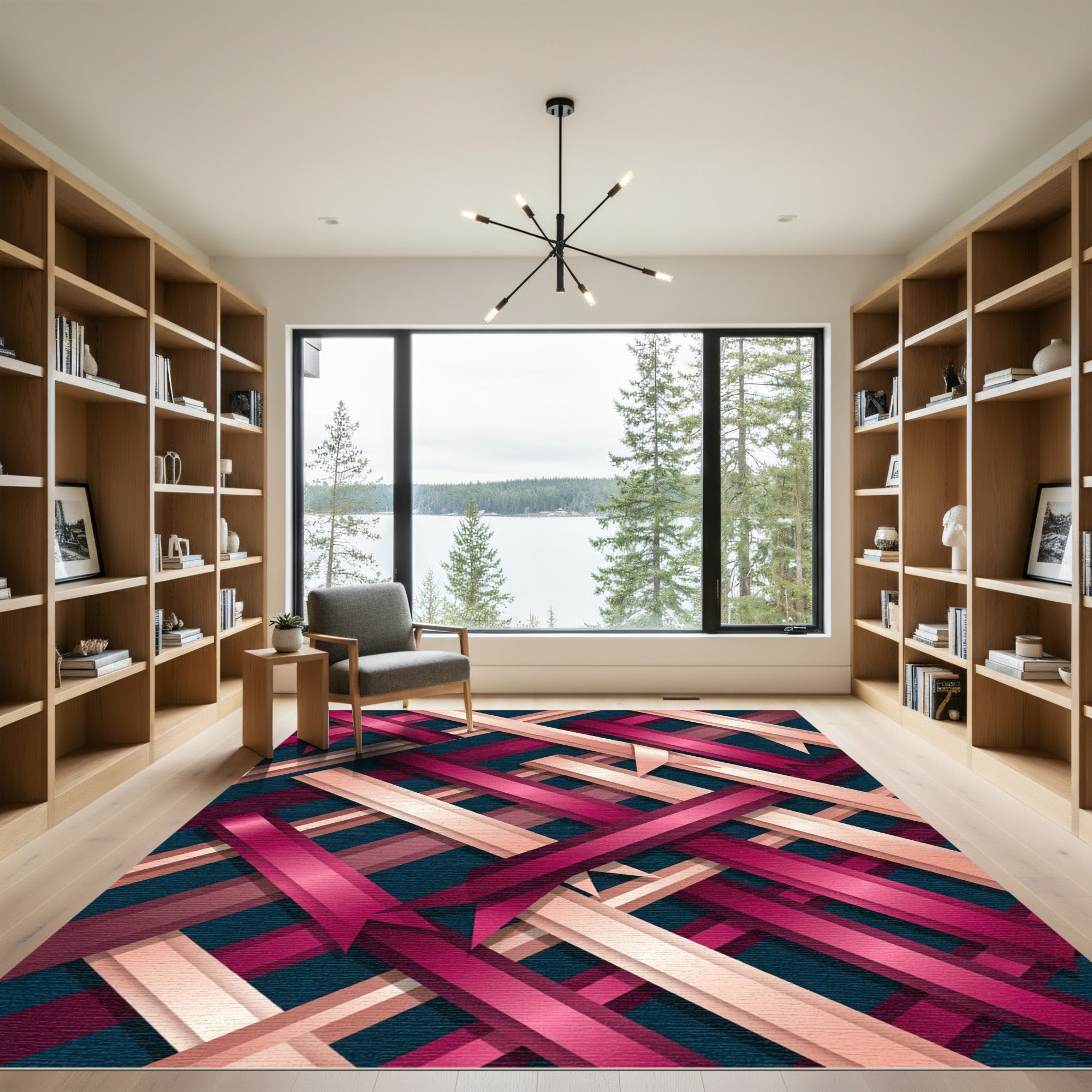 Muted Berry Stripe Overlap Rug