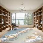 Ethereal Floating Bubble Cream Blue Abstract Rug