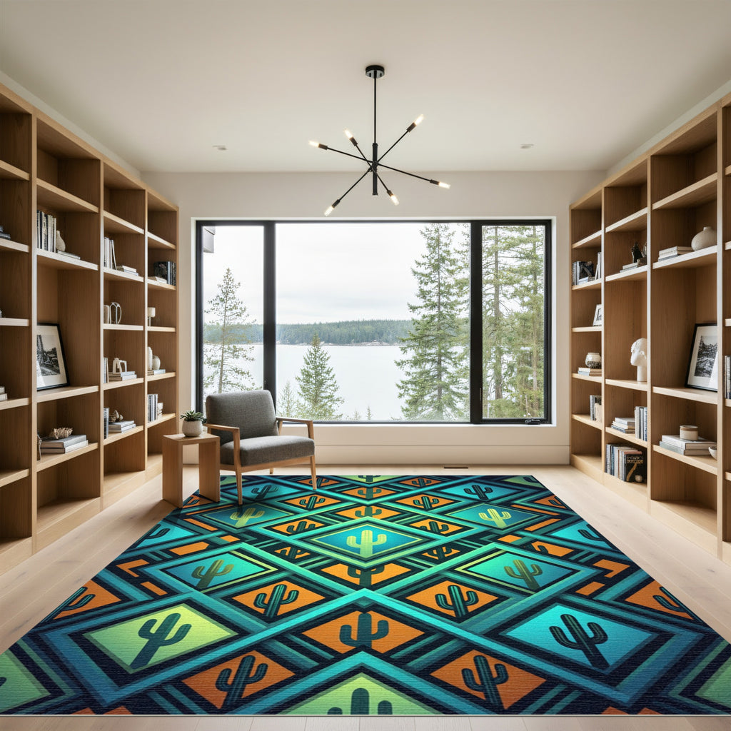 Desert Cactus Diamond Geometric Rug