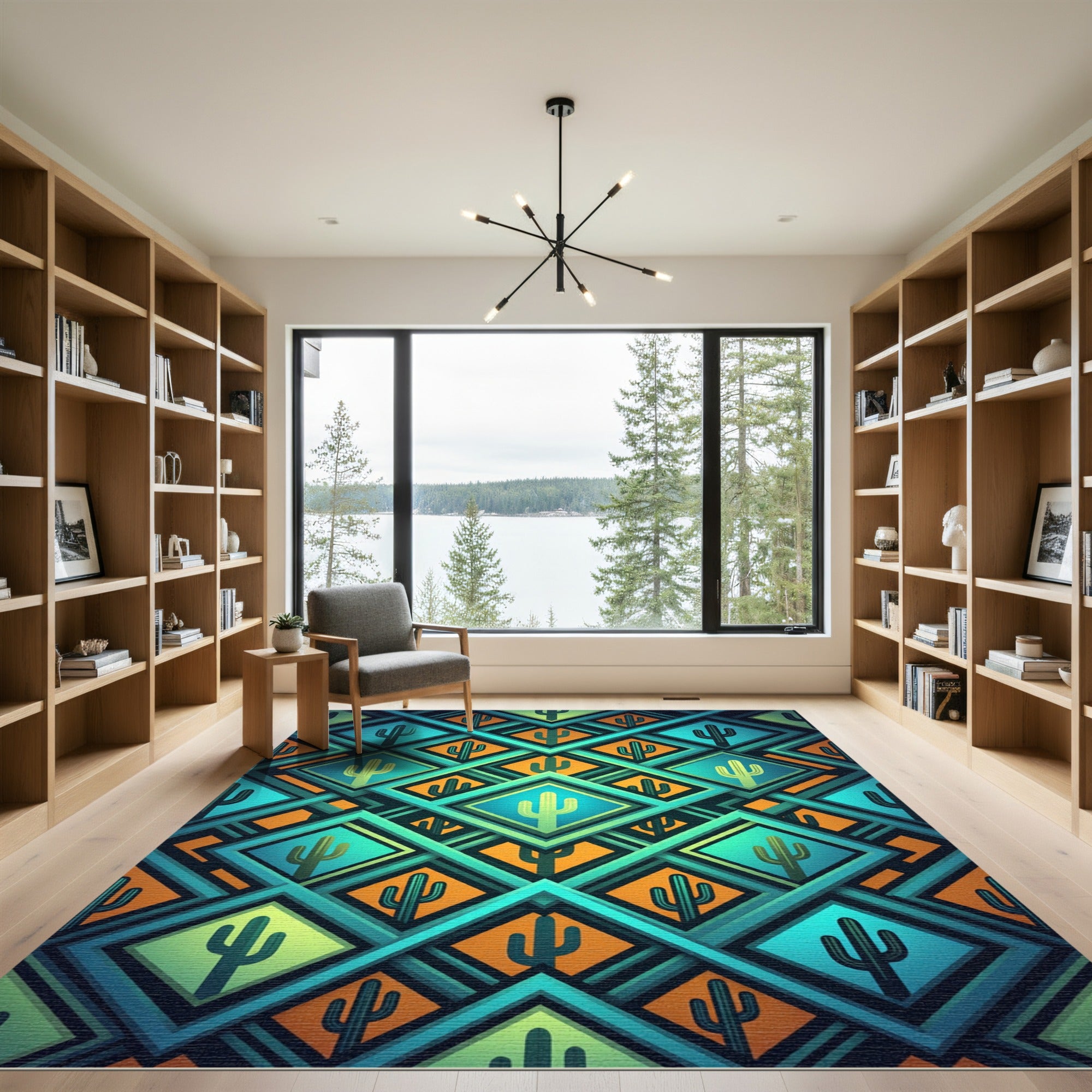Desert Cactus Diamond Geometric Rug