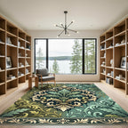 Ornate Sage and Gold Acanthus Scroll Rug