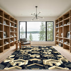 Isometric Monochrome Castle Geometric Grid Rug