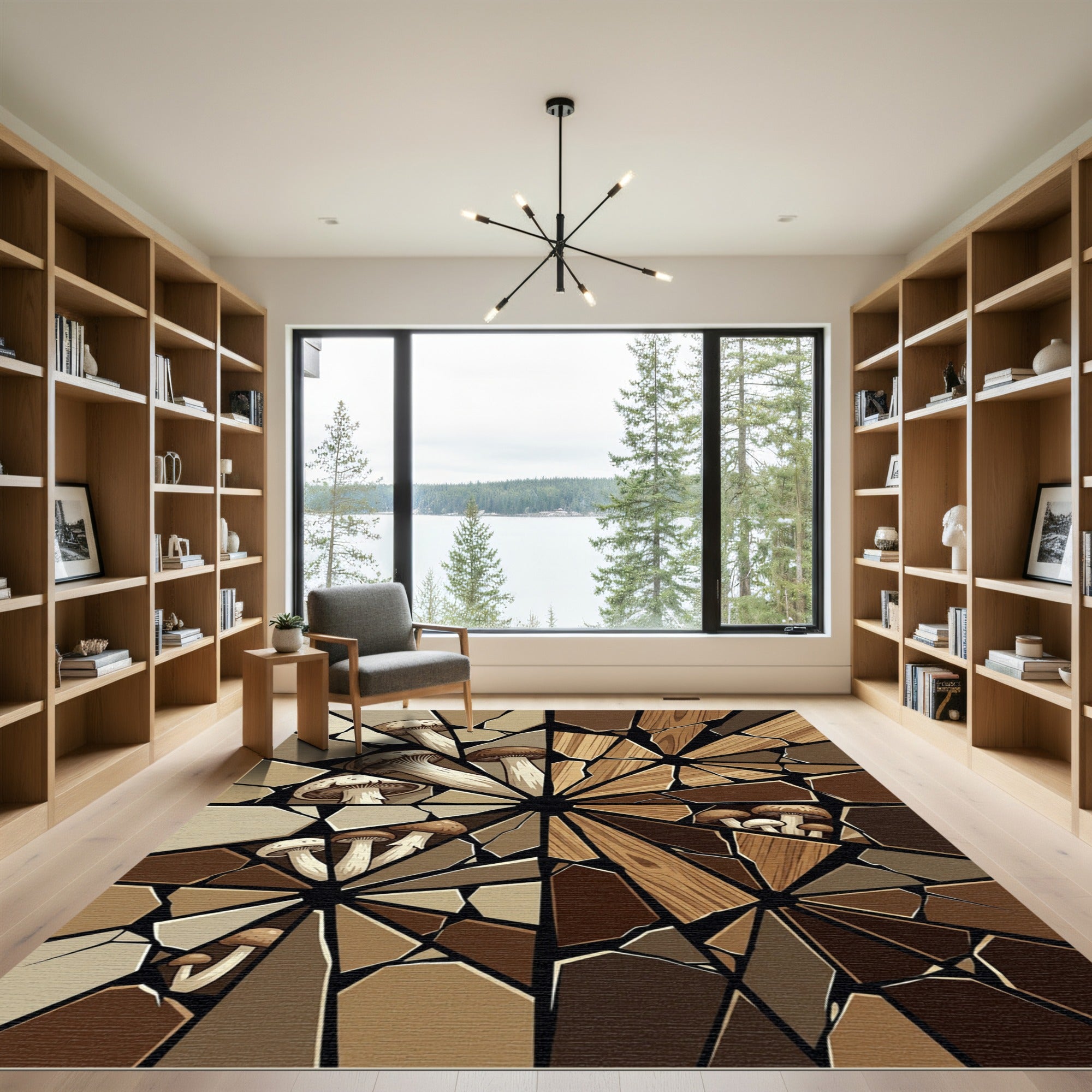 Brown Earthy Mushroom Mosaic Rug