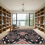 Elegant Rose Gold Damask Lattice Rug