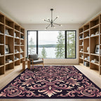 Ornate Rose Gold Scrollwork Medallion Rug