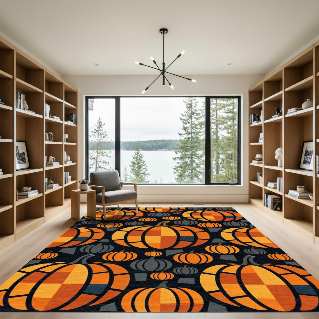 Geometric Orange Pumpkin Patch Rug