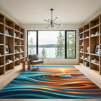 Sunset Gradient Abstract Ocean Wave Rug