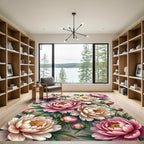 Soft Pink Peony Botanical Bouquet Rug