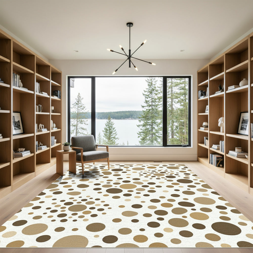 Neutral Earth Tone Polka Dot Rug