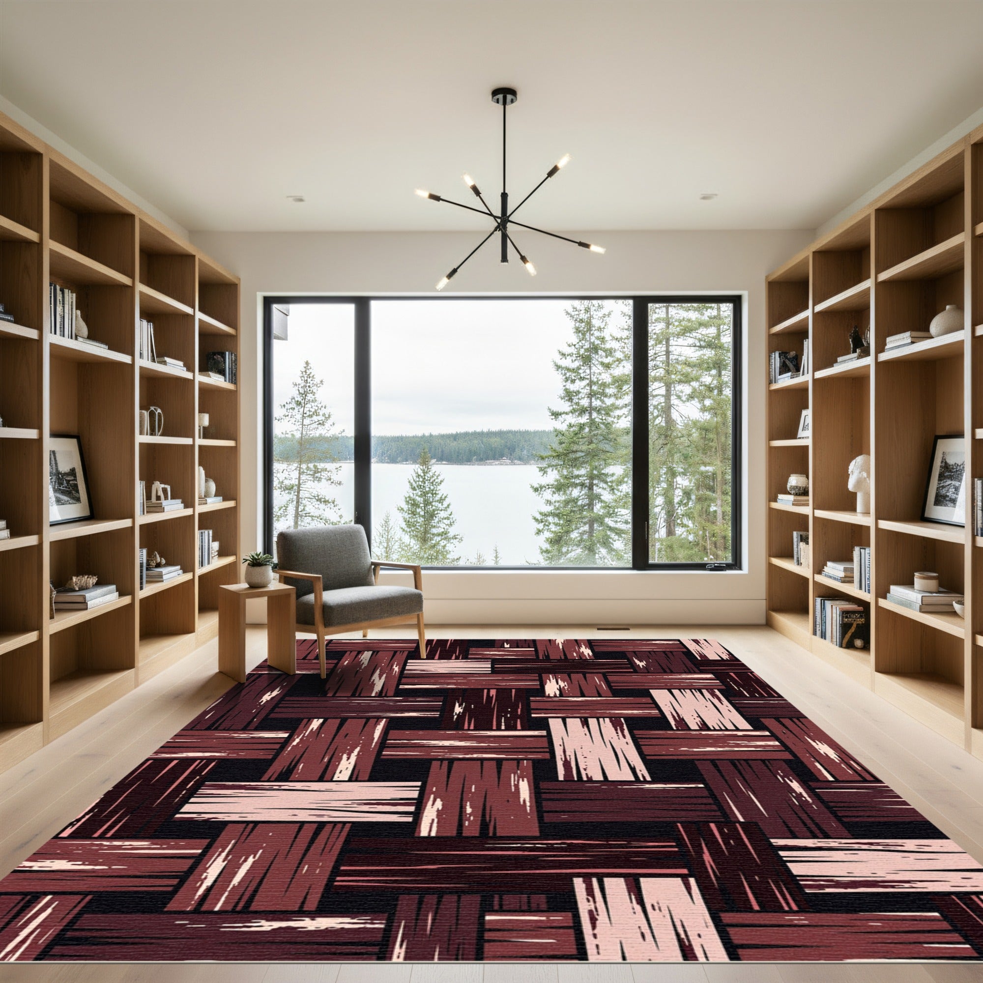 Modern Woven Earthy Tones Basketweave Rug