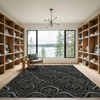 Ornate Silver Arabesque Scroll Rug