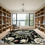 Elegant Monochrome Rose Bouquet on Black Rug