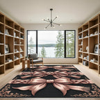 Elegant Blush Ribbon Roseate Damask Rug