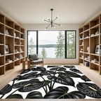 Dark Anthurium Blooms White Background Rug