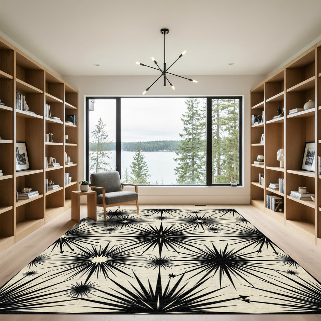 Black Starburst Shattered Glass Rug
