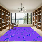 Blue Alphabet Scatter on Purple Rug
