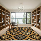 Brown and Black Geometric Diamond Rug