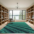 Lush Teal Grass Field Waves Rug