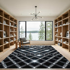 Metallic Silver Interlocking Grid Sculpture Rug